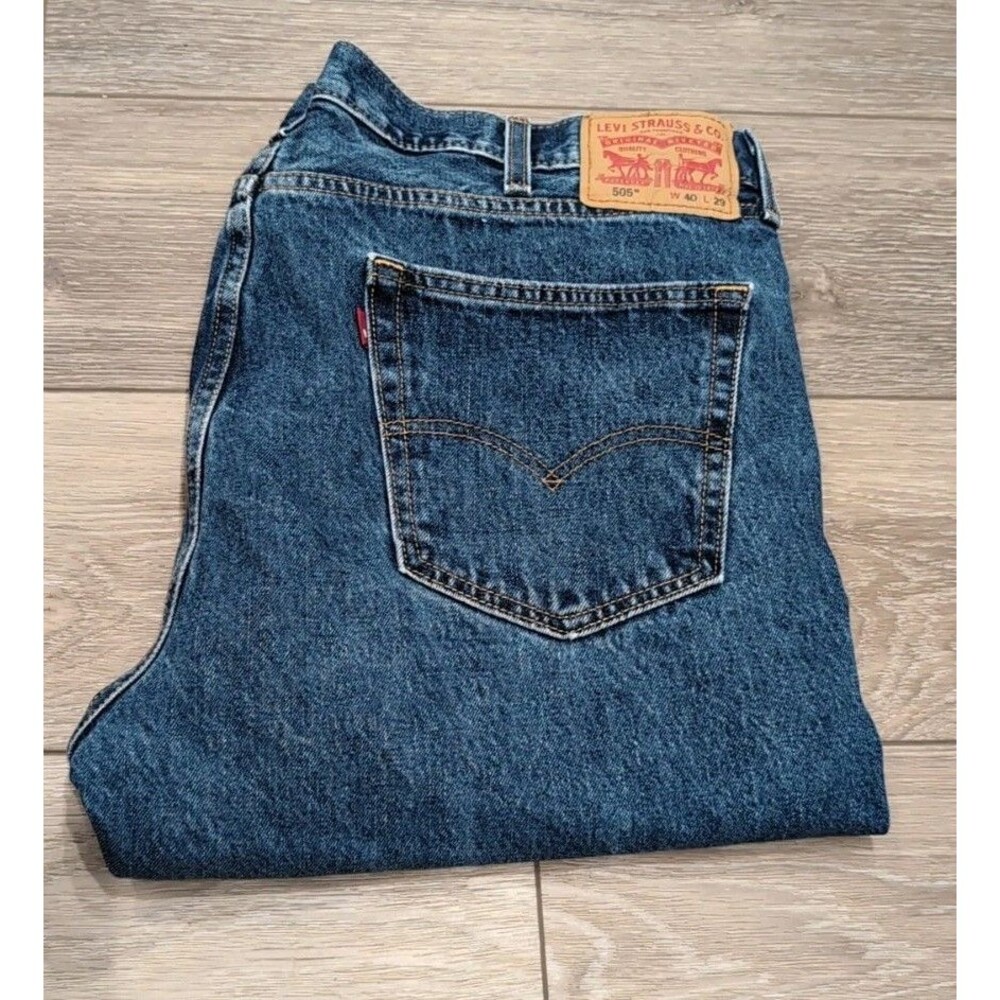 LEVI'S 505 SZ 40x29 MEN'S JEANS BLUE STRAIGHT Fit 5 POCKET DARK WASH